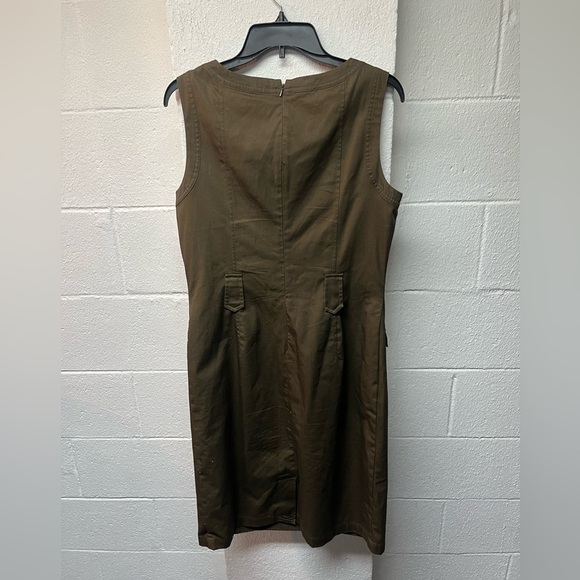 Talbots Elegant Olive Green Sleeveless Dress - Picture 4 of 4